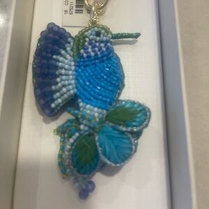 BLUE HUMMINGBIRD BEADED BAG CHARM! New box